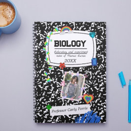 白黒10代のコラージュ学校カスタム写真 ノートブック