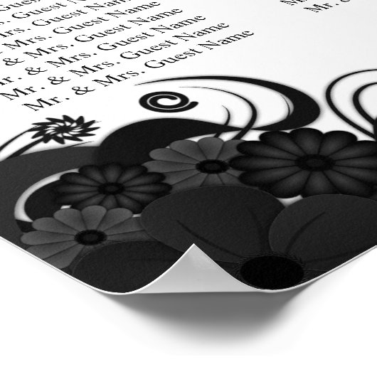 白黒12のテーブ結婚ルの座席表 ポスター (角)