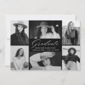 白黒12フォトコラージュ卒業 案内状 (正面)