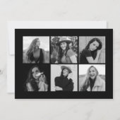 白黒12フォトコラージュ卒業 案内状 (裏面)