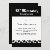 白黒18歳の誕生日パーティー 招待状 (正面/裏面)