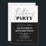 白黒18th誕生日招待状パーティー 招待状<br><div class="desc">白黒18歳の誕生日招待状エレガントパーティー</div>