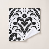 白黒1930sダマスク バスタオルセット (ウォッシュタオル)