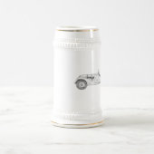 白黒1936年のBMW 328のイラストレーション ビールジョッキ (中央)