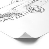 白黒1949ブイックロードマスタースケッチ ポスター (角)