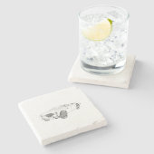 白黒1953オースティン – ヒーリー100スケッチ ストーンコースター (横)