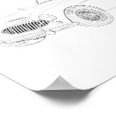 白黒1960オースティンヒーリースケッチ ポスター (角)