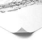 白黒1960シボイImpalaコンバーチブル ポスター (角)