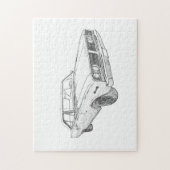 白黒1966ドッジコロネットイラストレーション ジグソーパズル (縦)