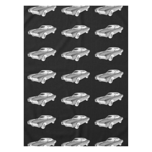 白黒1967ブイックリビエラポップ・アートのアート テーブルクロス (正面)