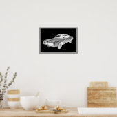 白黒1967ブイックリビエラポップ・アートのアート ポスター (キッチン)