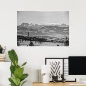 白黒1968ドイツ冬の町バイエルン ポスター (ホームオフィス)