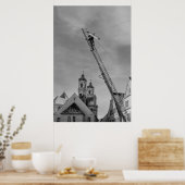 白黒1968年ヨーロッパのライトワーカー ポスター (キッチン)