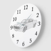 白黒1969年シェビー・カ描写マロズ ラージ壁時計 (傾斜)