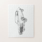 白黒1970シボレーシェベルスケッチ ジグソーパズル (縦)