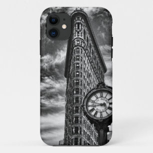 白黒1C2のFlatironの建物そして時計 iPhone 11 ケース