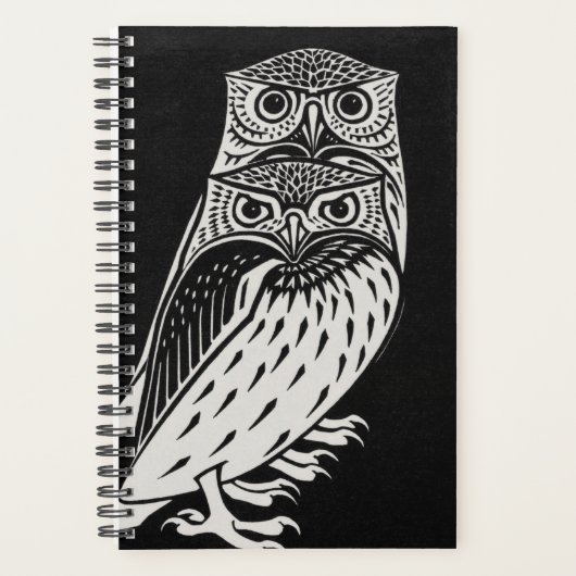 白黒2つのフクロウby Julie de Graag 2022 プランナー手帳 (正面)