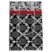 白黒2ダマスクのコンボ・パターン ミディアムペーパーバッグ (裏面)