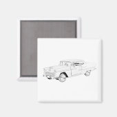 白黒2トーン1955 Chevy Bel Air Art マグネット (正面/裏面)