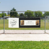 白黒2フォトおめでとうグラードパーティーバナー 横断幕 (インサイチュ)