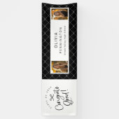 白黒2フォトおめでとうグラードパーティーバナー 横断幕 (縦)