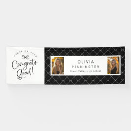 白黒2フォトおめでとうグラードパーティーバナー 横断幕