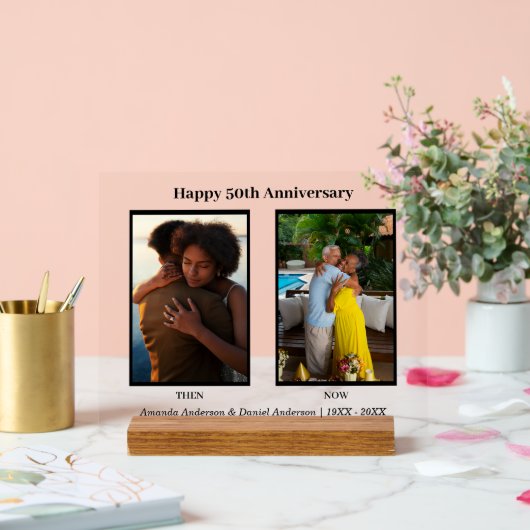 白黒2フォトコラージュ記念日 アクリルサイン (ウェディング)