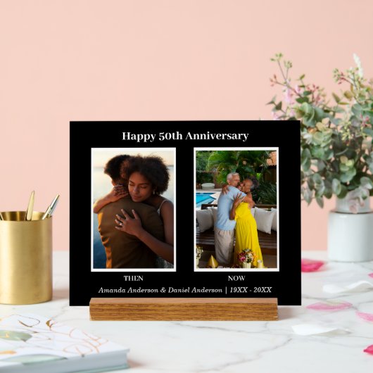 白黒2フォトコラージュ記念日 アクリルサイン (ウェディング)