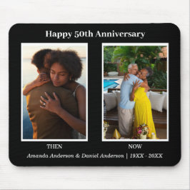 白黒2フォトコラージュ記念日 マウスパッド