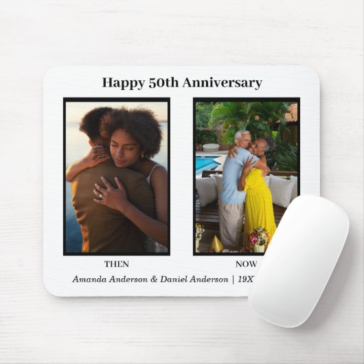 白黒2フォトコラージュ記念日 マウスパッド (マウス)