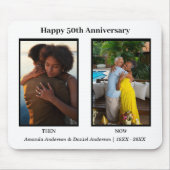 白黒2フォトコラージュ記念日 マウスパッド (正面)