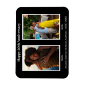 白黒2フォトコラージュ記念日 マグネット (縦)