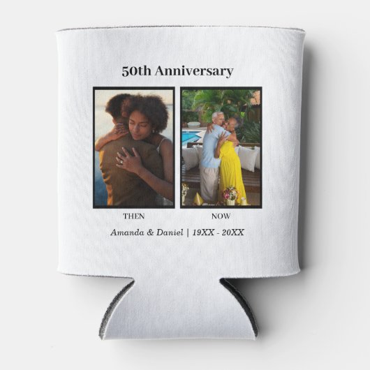 白黒2フォトコラージュ記念日 缶クーラー (正面)