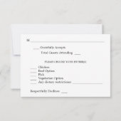 白黒2モダン-3書道の食事RSVP 出欠カード (裏面)