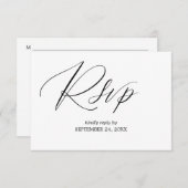 白黒2モダン-3書道の食事RSVP 出欠カード (正面/裏面)