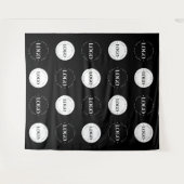 白黒2ラウンドのロゴステップとリピートクラシック タペストリー (正面(横))