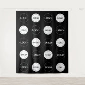 白黒2ラウンドのロゴステップとリピートクラシック タペストリー (正面)