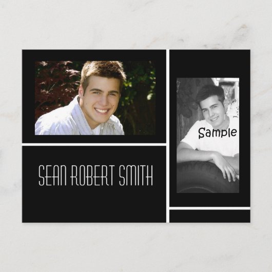 白黒2写真のグラード発表 案内ポストカード (正面)