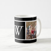 白黒2写真コラージュファミリーモノグラム コーヒーマグカップ (正面右)