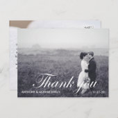 白黒2枚の写真結婚の感謝はがき ポストカード (正面/裏面)