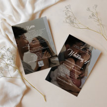 白黒2枚の写真（QRコード付き） 結婚