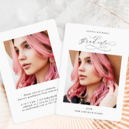 白黒2枚写真卒業パーティー 招待状