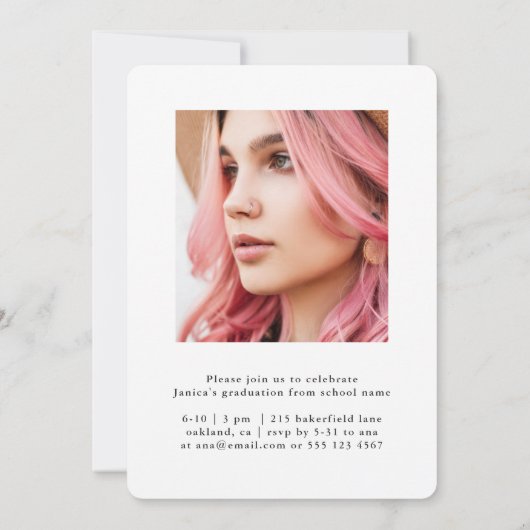 白黒2枚写真卒業パーティー 招待状 (裏面)