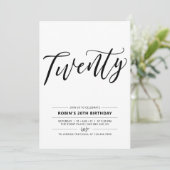 白黒20歳ミニマル誕生日パーティー 招待状 (スタンド正面)
