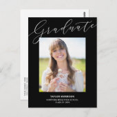 白黒2023エレガント写真卒業パーティー ポストカード (正面/裏面)