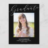 白黒2023エレガント写真卒業パーティー ポストカード (正面)