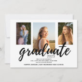 白黒2023卒業パーティー3枚の写真 招待状 (正面)