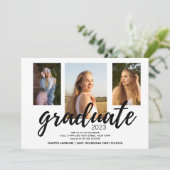 白黒2023卒業パーティー3枚の写真 招待状 (スタンド正面)