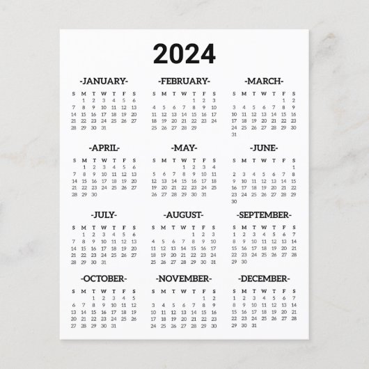 白黒2024年At Glanceカレンダー チラシ (正面)