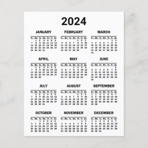 白黒2024年At Glanceカレンダー チラシ